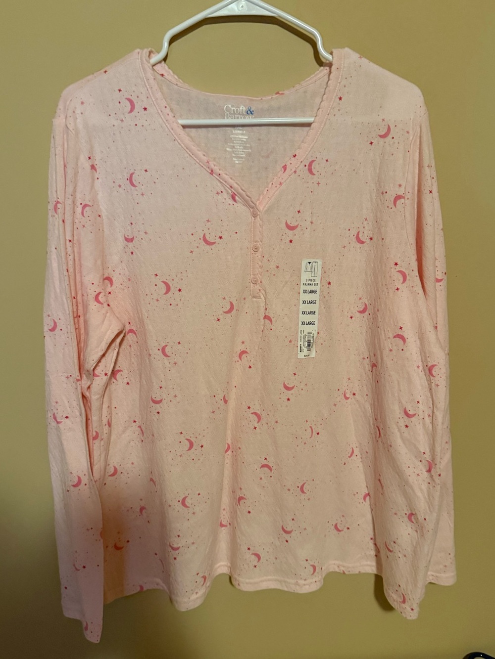 Kohl's Pink Moon-Print Long Sleeve Henley Sleep Top